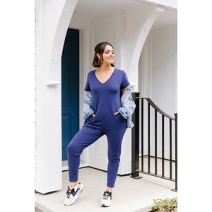 BRAND NEW ✨ SMASH + TESS navy romper size small